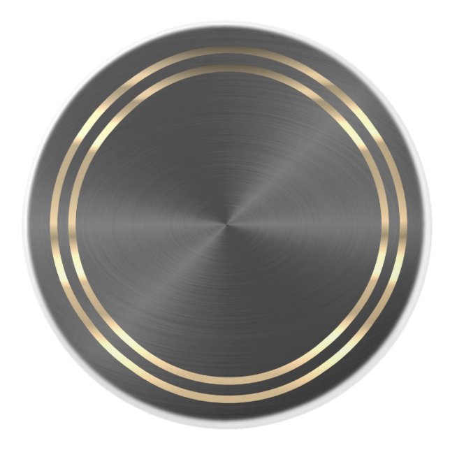 Grey and Gold  Ceramic Knob (Front)