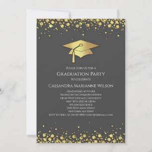 Grey and Gold Graduation Invitation