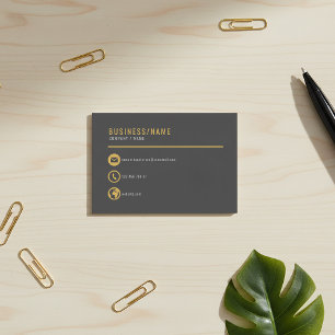 Grey and gold icons business card. business card