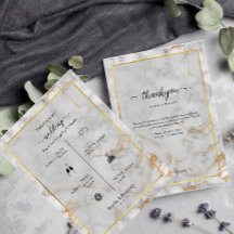Grey and Gold Marble Agate Elegant Wedding Program