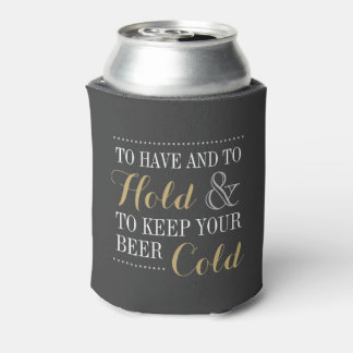 Grey and Gold Modern Wedding Monogram Can Cooler