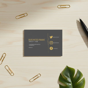 Grey and gold  social media business card. busines card