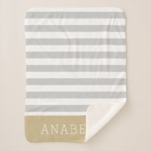 Grey and Gold Stripes Monogram | Editable Colours
