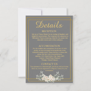 Grey and Gold Wedding Details Enclosure Card