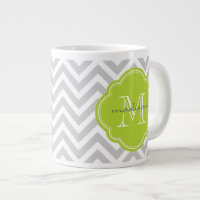 Grey and Green Chevron Custom Monogram