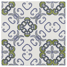 Grey and Green Floral Damask Pattern