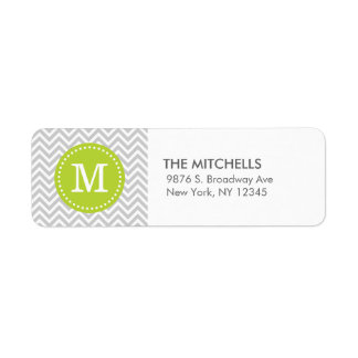 Grey and Green Modern Chevron Custom Monogram