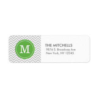 Grey and Green Modern Chevron Custom Monogram
