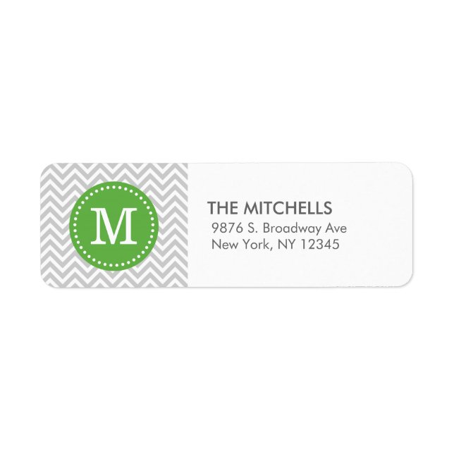 Grey and Green Modern Chevron Custom Monogram (Front)