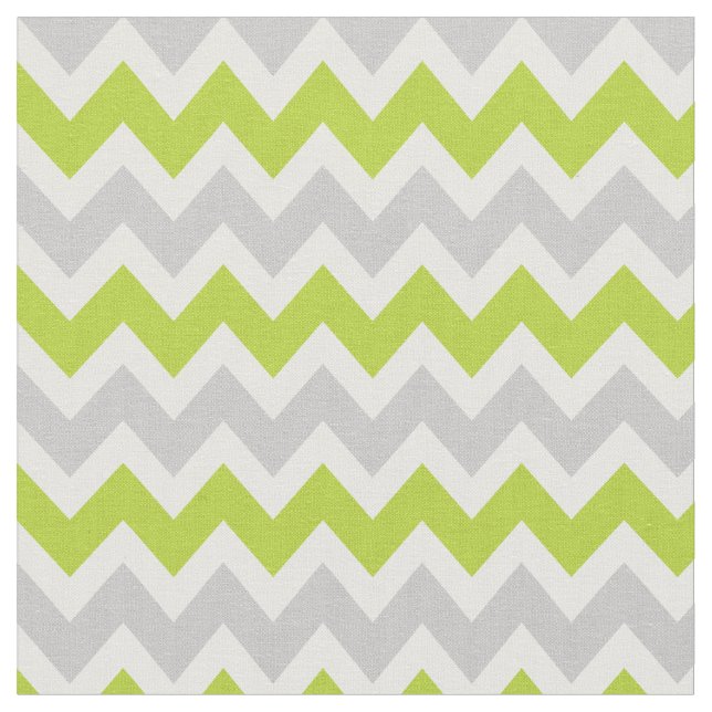 Grey and Green Modern Chevron Fabric (Close Up)