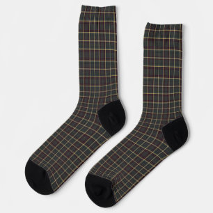 Grey and Green Tartan Plaid Socks