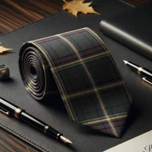 Grey and Green Tartan Plaid Tie