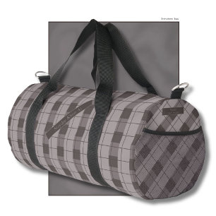 Grey and Grey Plaid, Your Name Duffle Bag