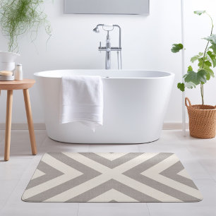 Grey and Ivory X Chevron   Modern Farmhouse Bath Mat