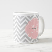 Grey and Light Pink Chevron Custom Monogram
