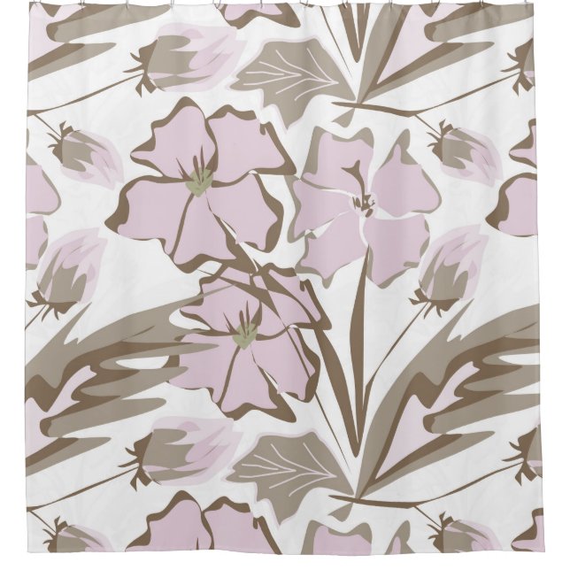 Grey and lilac flowers. shower curtain (Front)