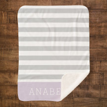 Grey and Lilac Stripes Monogram | Editable Colours