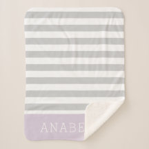 Grey and Lilac Stripes Monogram | Editable Colours