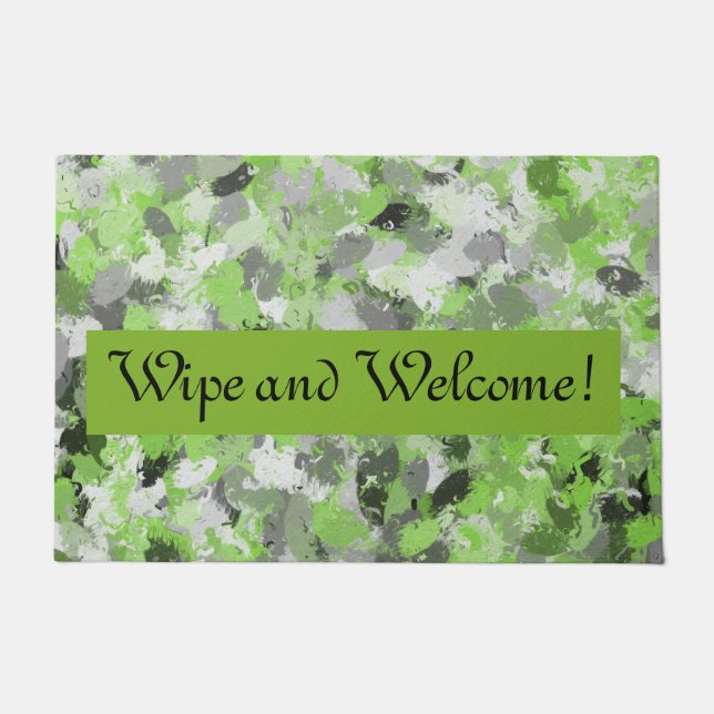 Grey and Lime Green Paintballs   Doormat (Front)