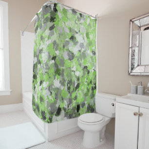 Grey and Lime Green Paintballs Shower Curtain