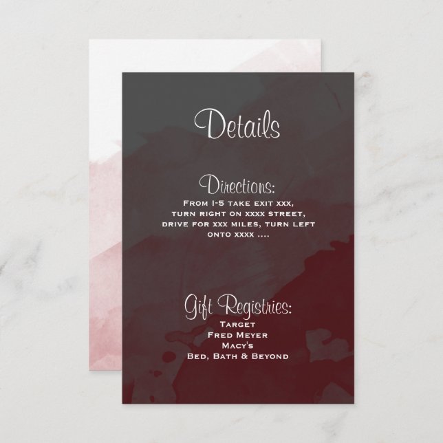 Grey and Maroon Wedding Invitation Details Card (Front/Back)
