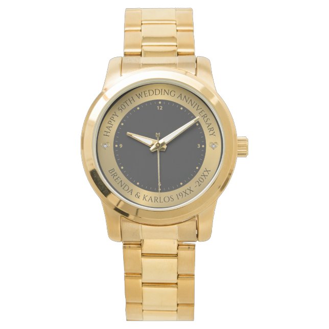 Grey and metallic silver 50th wedding Anniversary Watch (Front)