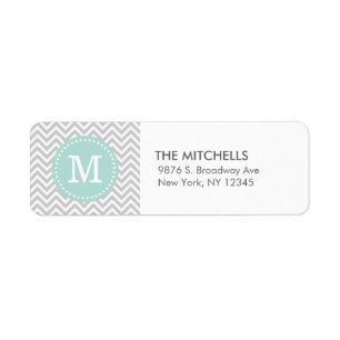 Grey and Mint Modern Chevron Custom Monogram
