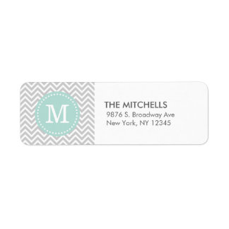 Grey and Mint Modern Chevron Custom Monogram