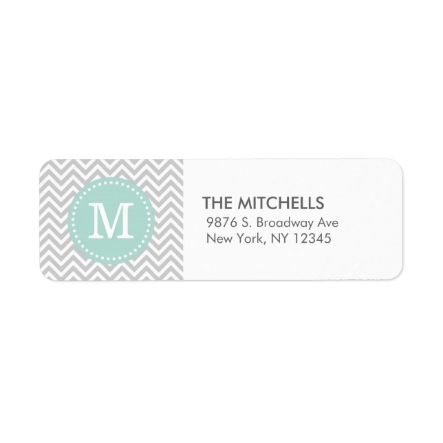 Grey and Mint Modern Chevron Custom Monogram (Front)