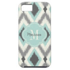 Grey and Mint Tribal Ikat Chevron Monogram