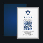 Grey and Navy Blue Bar Mitzvah QR Code RSVP Enclosure Card<br><div class="desc">Grey and Navy Blue Bar Mitzvah QR Code RSVP Enclosure Card</div>
