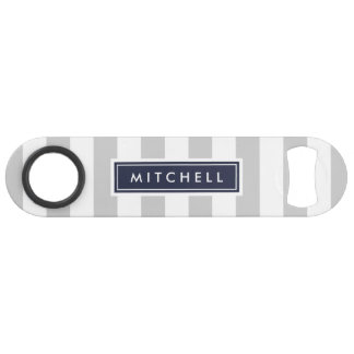 Grey and Navy Preppy Stripes Monogram