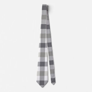 Grey and Olive Green Plaid Pattern Tie