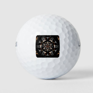 Grey and Orange Flame Mandala Golf Balls