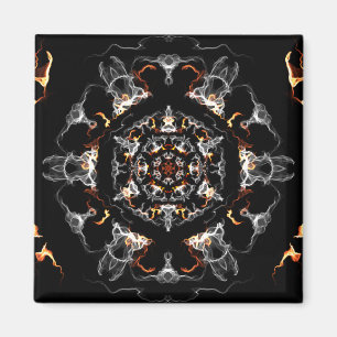 Grey and Orange Flame Mandala Magnet