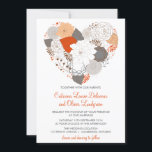 Grey and Orange Heart Flowers Wedding Invitation<br><div class="desc">Grey and Orange Heart Flowers Wedding Invitation This floral and whimsical wedding invitation features a heart-shaped orange, grey and brown roses, leaves and other variety of flowers. This invitation is part of a wedding invitation suite. Matching items are available below. Other colours are available in my store. For enquires, please...</div>