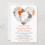 Grey and Orange Heart Flowers Wedding Invitation<br><div class="desc">Grey and Orange Heart Flowers Wedding Invitation This floral and whimsical wedding invitation features a heart-shaped orange, grey and brown roses, leaves and other variety of flowers. This invitation is part of a wedding invitation suite. Matching items are available below. Other colours are available in my store. For enquires, please...</div>