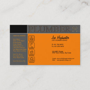 Grey and Orange Plumber Business Card