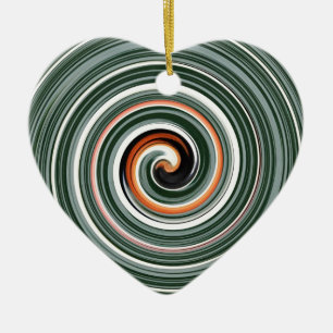 Grey and orange spiral pattern ceramic tree decoration