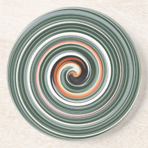 Grey and orange spiral pattern coaster