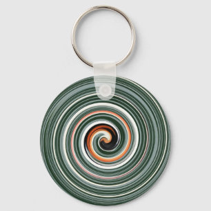 Grey and orange spiral pattern key ring