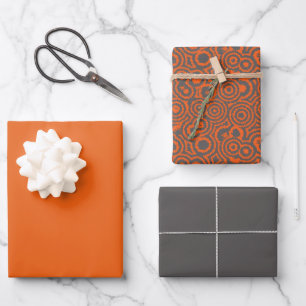 Grey and Orange  Wrapping Paper Sheet