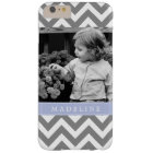 Grey and Periwinkle Zigzags Personalised Photo