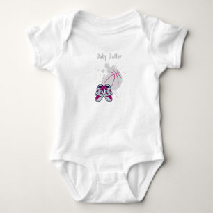 Grey and pink basketball & sneakers baby bodysuit