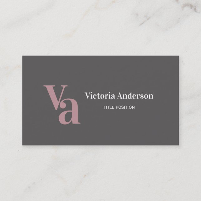 Grey And Pink Business Card (Front)