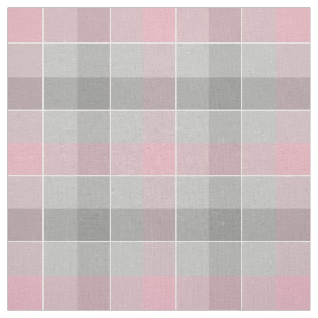 grey and pink chequered plaid fabric (Swatch)