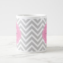 Grey and Pink Chevron Custom Monogram