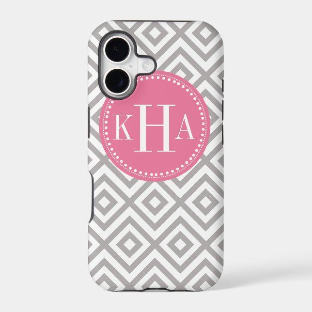 Grey and Pink  Customised Full Monogram Pattern (Back)