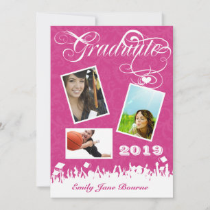 Grey and Pink Fuchsai Senior Picture Class of Announcement