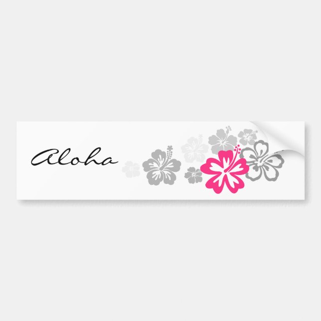 Grey and Pink Hibiscus designs Bumper Sticker (Front)